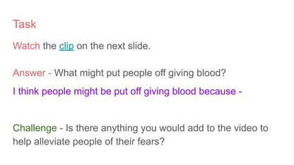 Blood, Organ & Stem Cell Donation PSHE Lesson / Tutor Time