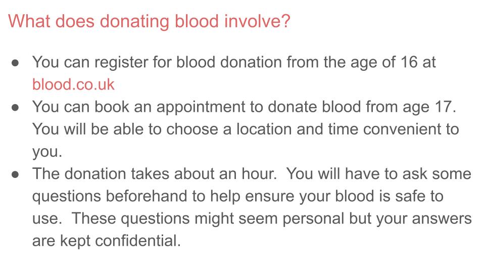 Blood, Organ & Stem Cell Donation PSHE Lesson / Tutor Time