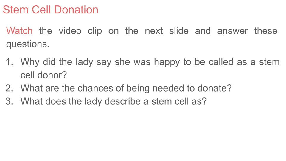 Blood, Organ & Stem Cell Donation PSHE Lesson / Tutor Time