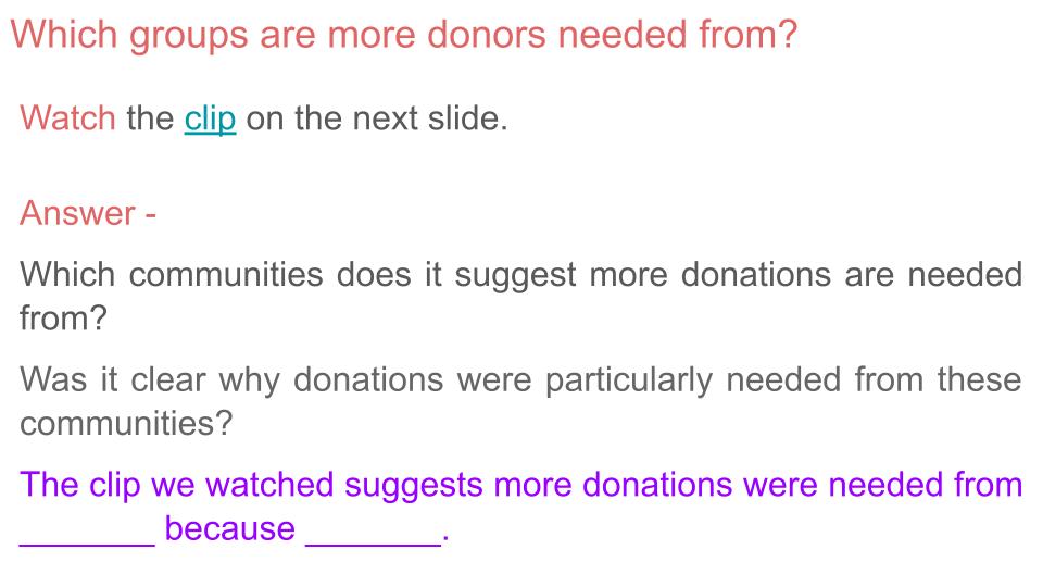 Blood, Organ & Stem Cell Donation PSHE Lesson / Tutor Time