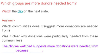 Blood, Organ & Stem Cell Donation PSHE Lesson / Tutor Time