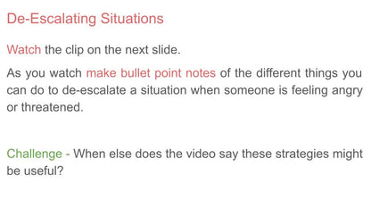 Dealing With Conflict & Violence PSHE Lesson / Tutor Time