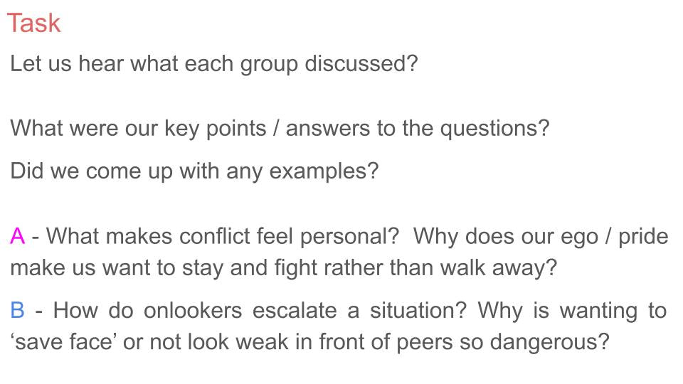Dealing With Conflict & Violence PSHE Lesson / Tutor Time