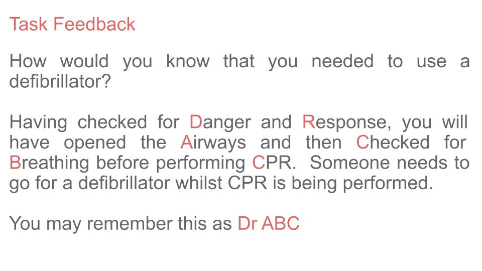 Defibrillators PSHE Lesson / Tutor Time