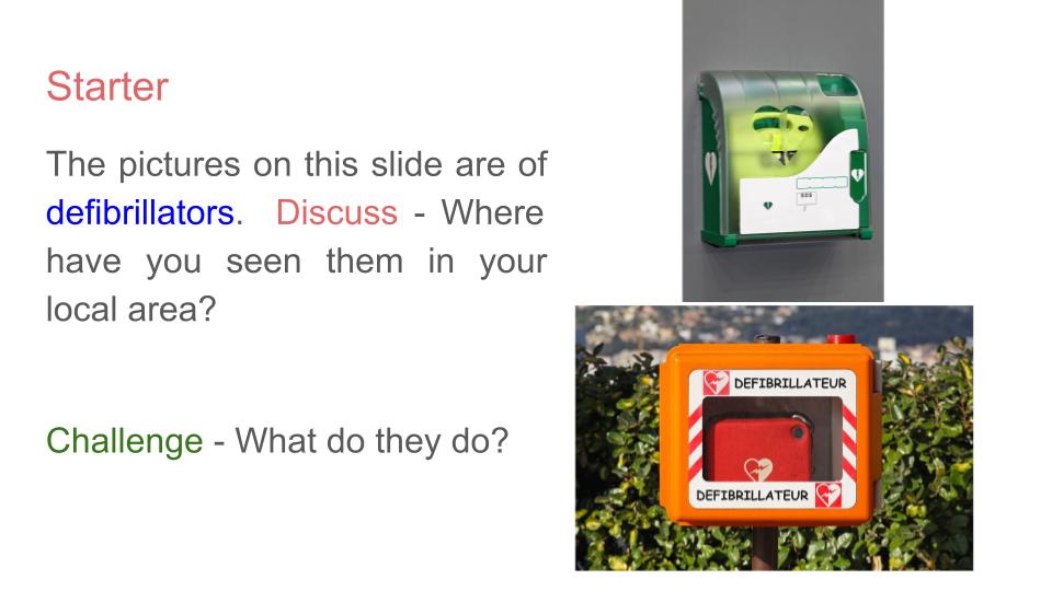 Defibrillators PSHE Lesson / Tutor Time