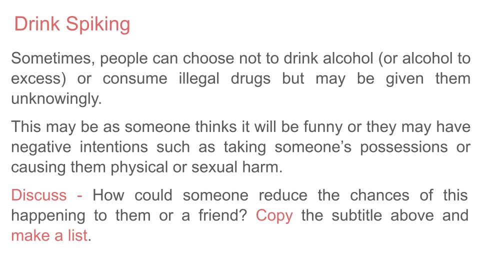 Drinking Alcohol Safely PSHE Lesson / Tutor Time
