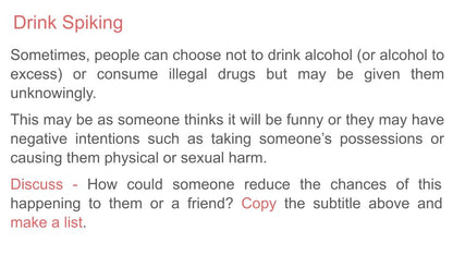Drinking Alcohol Safely PSHE Lesson / Tutor Time
