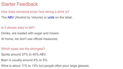 Drinking Alcohol Safely PSHE Lesson / Tutor Time