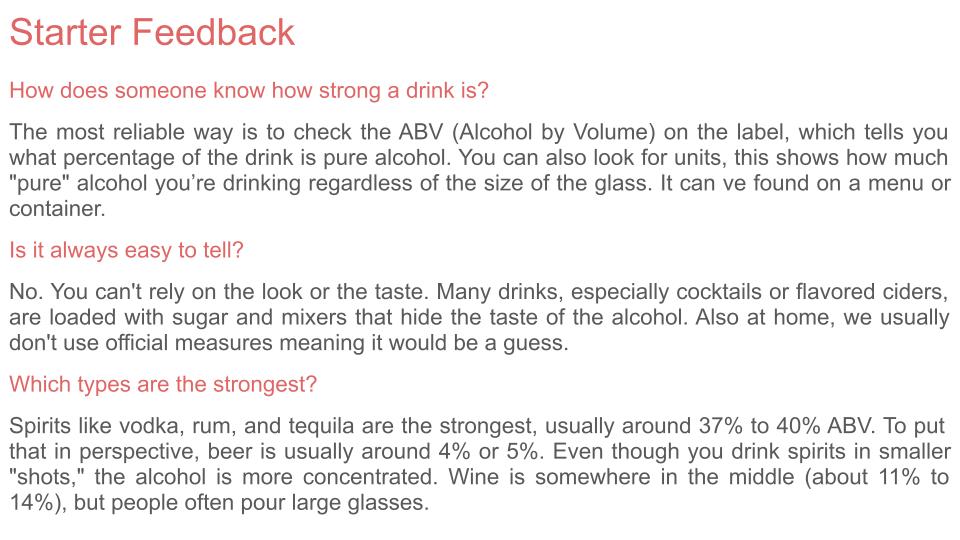 Drinking Alcohol Safely PSHE Lesson / Tutor Time
