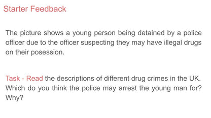 Drugs and The Law PSHE Lesson / Tutor Time