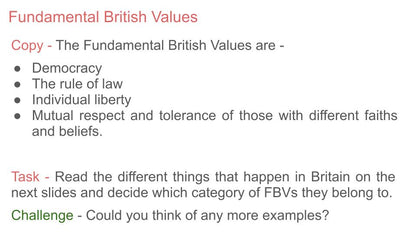 Fundamental British Values Citizenship / PSHE Lesson / Tutor Time