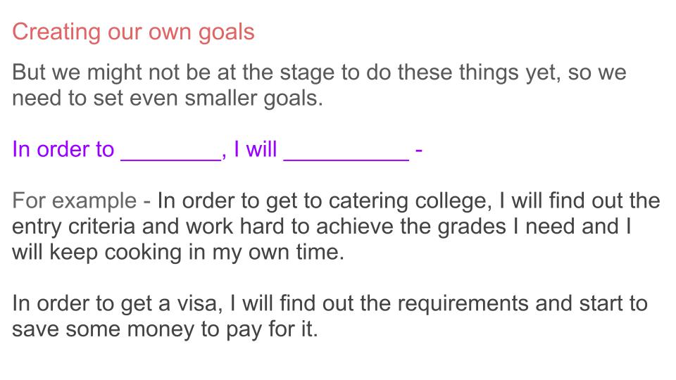 Goal Setting PSHE and Careers Lesson / Tutor Time
