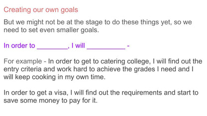 Goal Setting PSHE and Careers Lesson / Tutor Time