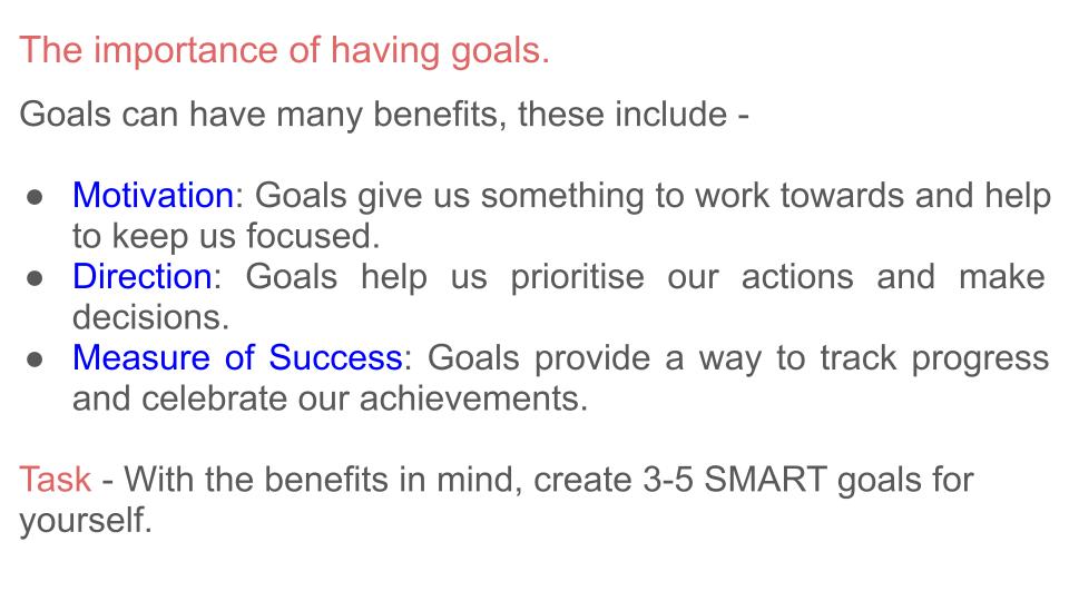 Goal Setting PSHE and Careers Lesson / Tutor Time