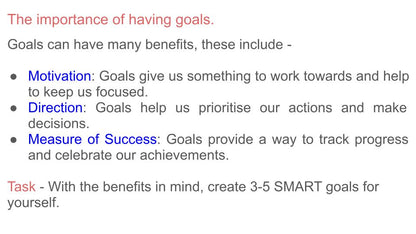 Goal Setting PSHE and Careers Lesson / Tutor Time