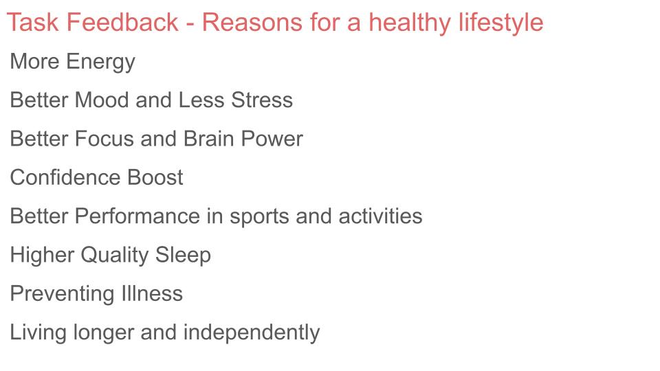 Healthy Lifestyles PSHE Lesson / Tutor Time