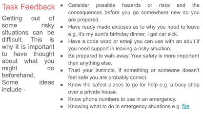 Identifying & Managing Risk PSHE Lesson & Tutor Time