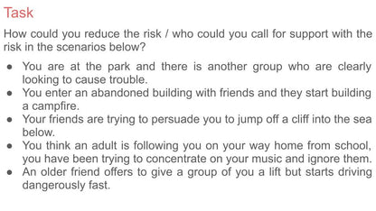 Identifying & Managing Risk PSHE Lesson & Tutor Time