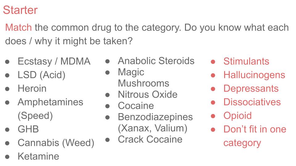 Illegal Drugs & Risk PSHE Lesson / Tutor Time