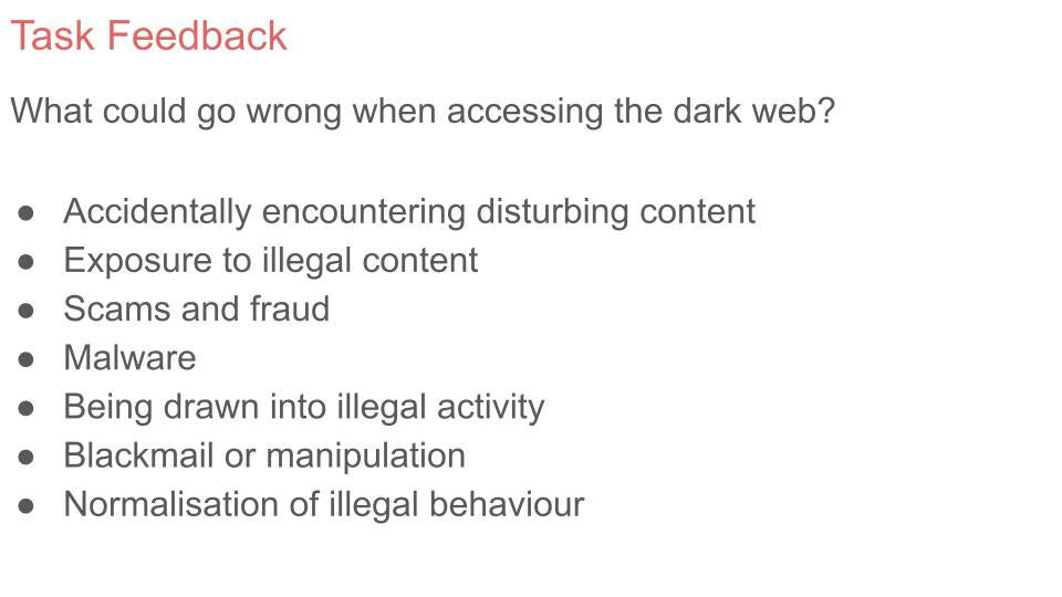 Illegal online behaviours including The Dark Web PSHE Lesson / Tutor Time