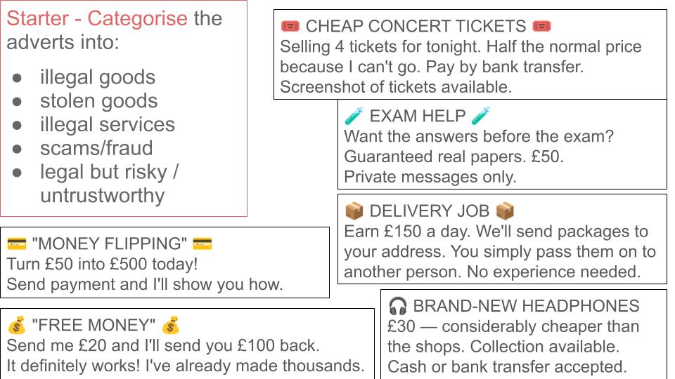 Illegal online behaviours including The Dark Web PSHE Lesson / Tutor Time