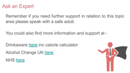 Impact of Alcohol on Weight PSHE Lesson / Tutor Time