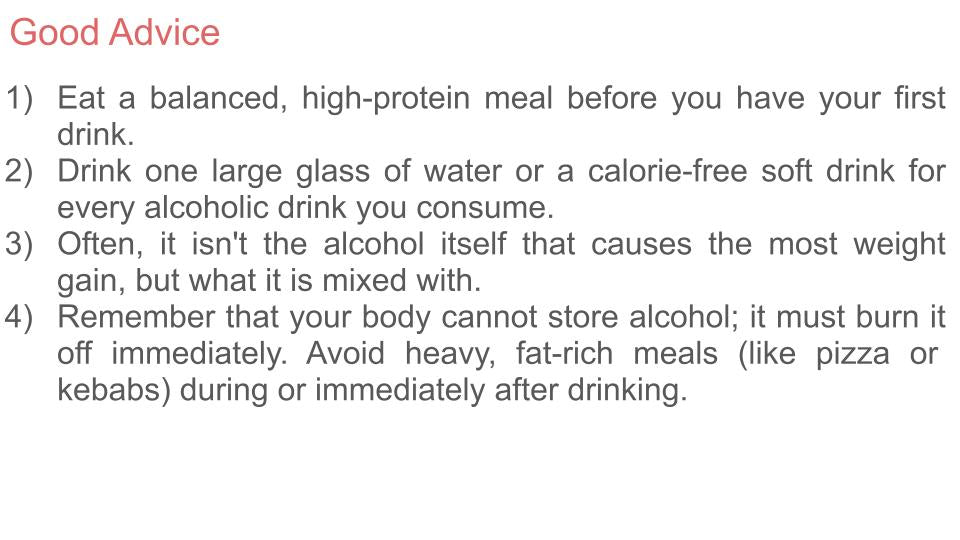 Impact of Alcohol on Weight PSHE Lesson / Tutor Time