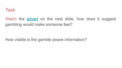 Gambling and Mental Health PSHE Lesson / Tutor Time
