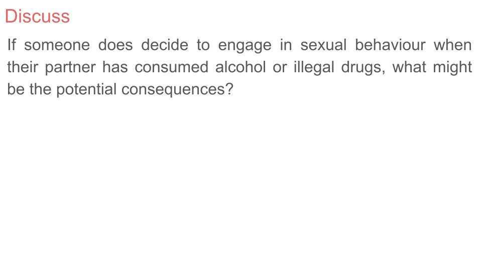 Impact of drugs and alcohol on sexual decisions PSHE Lesson / Tutor Time