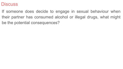 Impact of drugs and alcohol on sexual decisions PSHE Lesson / Tutor Time