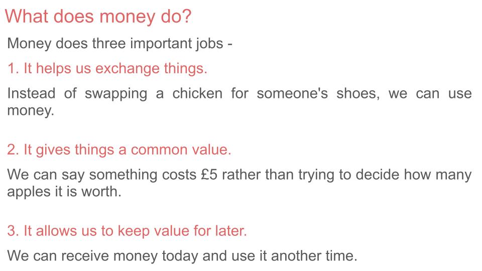 Introduction to Money PSHE or Citizenship Lesson / Tutor Time