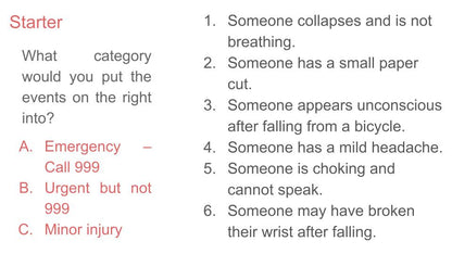 Life Saving Skills inc CPR PSHE Lesson / Tutor Time