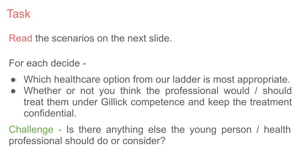 Local Healthcare Systems and Gillick Competence PSHE Lesson / Tutor Time