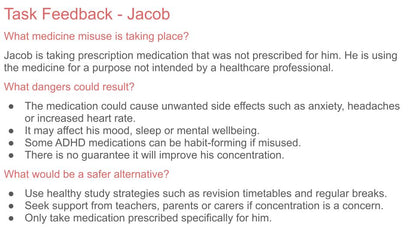 Misuse of Prescribed and Over The Counter Medicine PSHE Lesson / Tutor Time