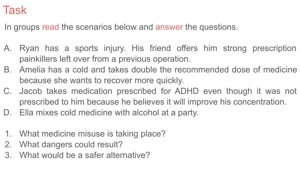 Misuse of Prescribed and Over The Counter Medicine PSHE Lesson / Tutor Time