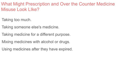 Misuse of Prescribed and Over The Counter Medicine PSHE Lesson / Tutor Time