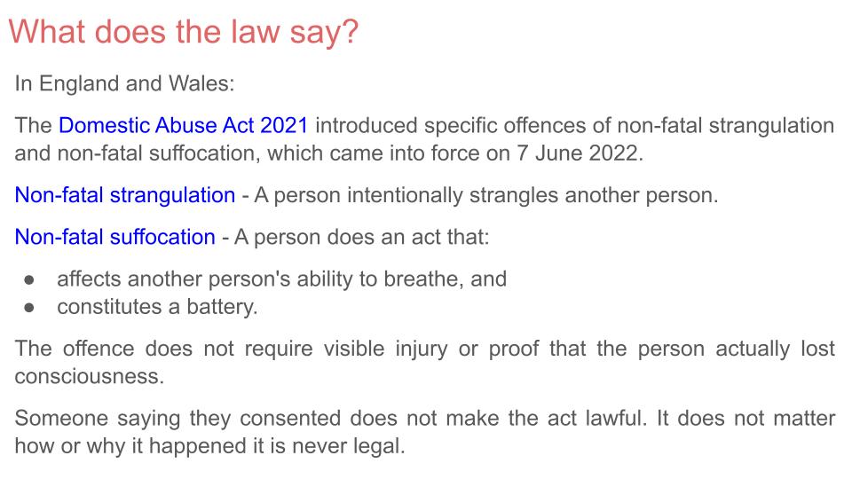 Non Fatal Strangulation and Suffocation PSHE Lesson