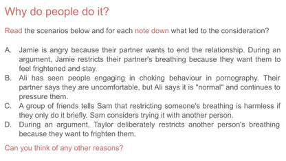 Non Fatal Strangulation and Suffocation PSHE Lesson