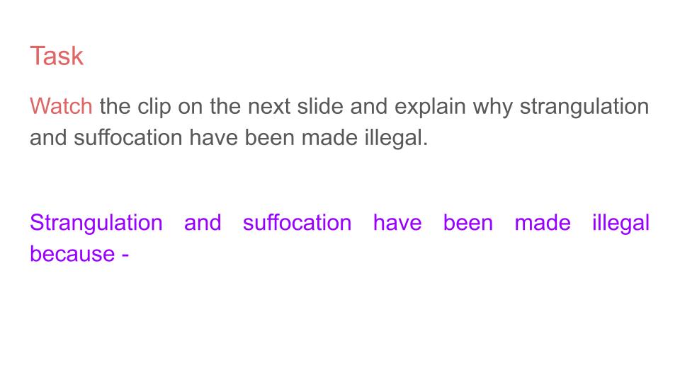 Non Fatal Strangulation and Suffocation PSHE Lesson