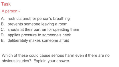 Non Fatal Strangulation and Suffocation PSHE Lesson