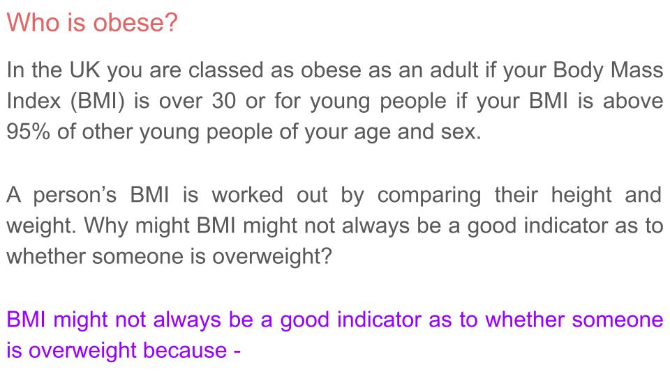 Risks of Unhealthy Eating and Obesity PSHE Lesson / Tutor Time