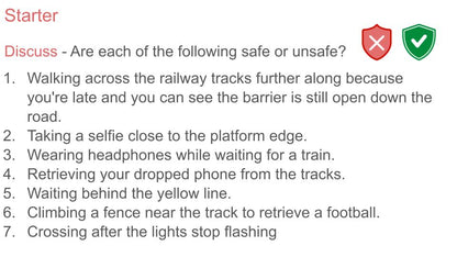 Rail Safety PSHE Lesson / Tutor Time