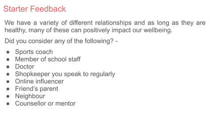 Relationships & Mental Health PSHE Lesson