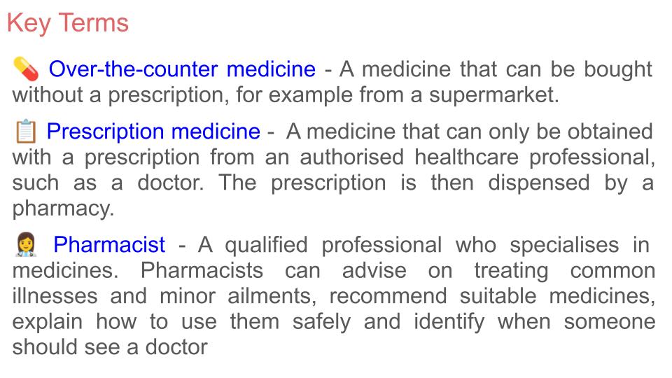 Self Care For Minor Ailments & Using The Pharmacy Lesson