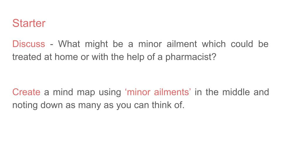 Self Care For Minor Ailments & Using The Pharmacy Lesson