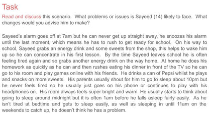 The Importance of Sleep PSHE Lesson / Tutor Time