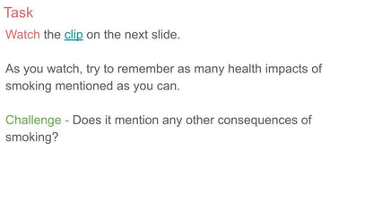 Smoking and methods to quit PSHE Lesson / Tutor Time