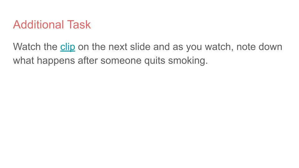 Smoking and methods to quit PSHE Lesson / Tutor Time