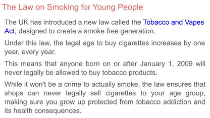 Smoking and methods to quit PSHE Lesson / Tutor Time
