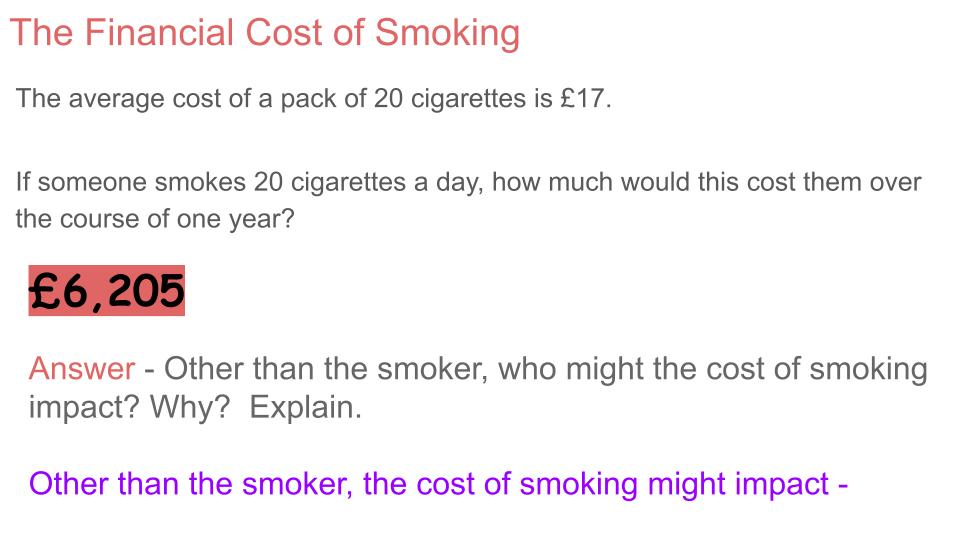 Smoking and methods to quit PSHE Lesson / Tutor Time